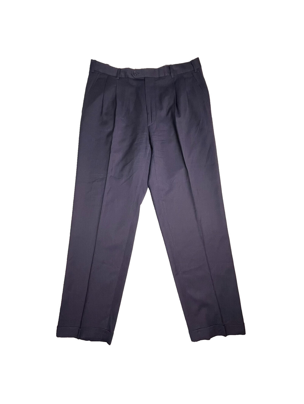 Kirklands Signature Wool Dress Pants Mens 36x32 Navy Pleated Career Italy Made